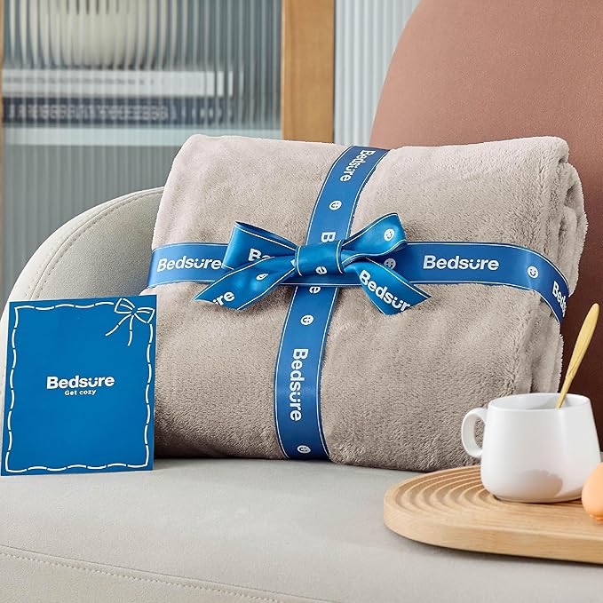 Bedsure GentleSoft Fleece Throw Blanket for Couch Oxford Tan - Lightweight Plush Fuzzy Cozy Soft Blankets and Throws for Sofa, 50x70 inches