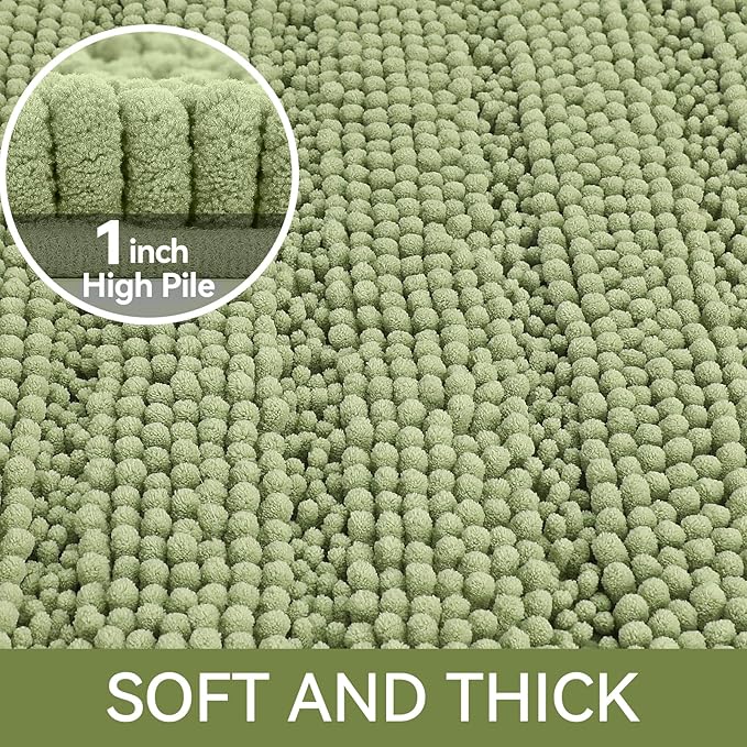 Bath Rug 48x24 Inch Chenille Microfiber, Non-Slip, Machine Washable