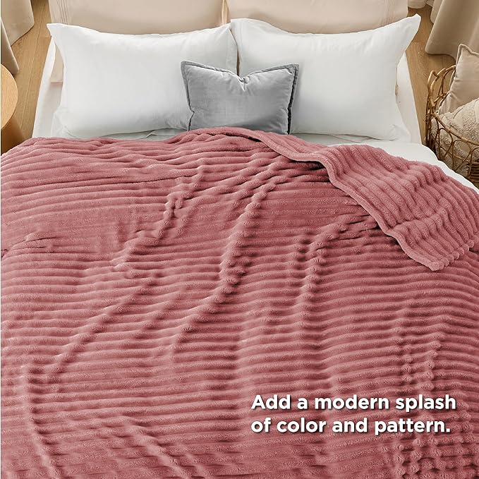 Bedsure GentleSoft Dusty Pink Fleece Queen Blanket for Couch - Super Soft Cozy Blankets for Women, Cute Small Blanket for Girls, 90x90 Inches