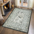 GarveeHome Provence Botanical Grove 4x6 Rug Vintage Cottagecore Soft Gray Fog Green 4x6 Washable Rug for Bedroom Living Room Nursery Kitchen Entryway Indoor Mat