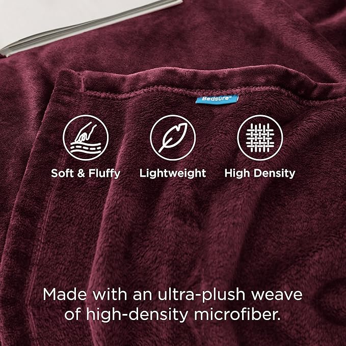 Bedsure GentleSoft Fleece Throw Blanket Burgundy Red - 300GSM Blankets for Couch, Sofa, Bed, Soft Lightweight Plush Cozy Throws for Toddlers, 50x60 inches