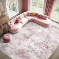 UERMEI 9x12 Area Rug Living Room Rugs - Washable Neutral Modern Abstract Soft Thin Large Rug Indoor Floor No Slip Rug Carpet for Bedroom Under Dining Table Home Office Decor - Pink