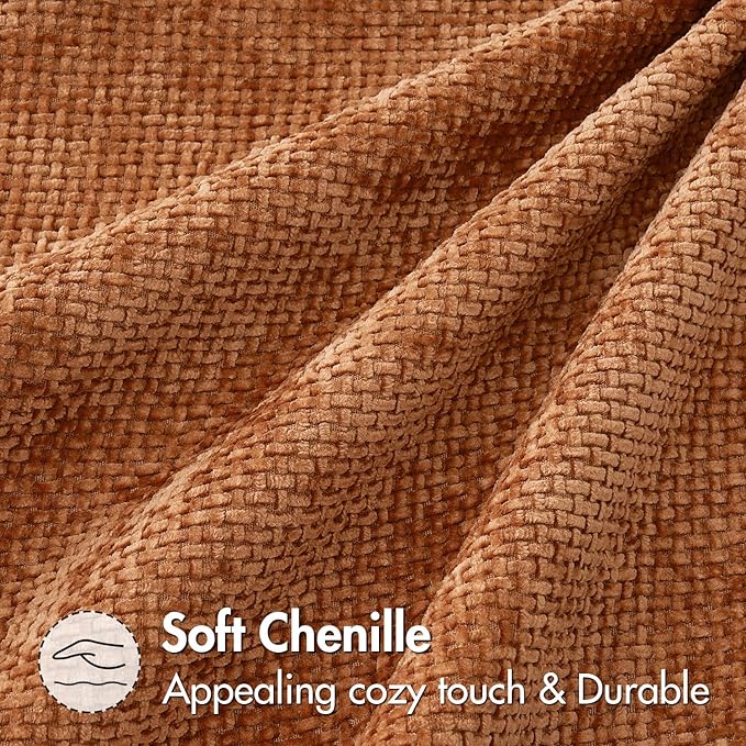 MIULEE Pack of 2 Fall Orange Decorative Pillow Covers 20x20 Inch Soft Chenille Couch Throw Pillows Farmhouse Cushion Covers for Home Decor Sofa Bedroom Living Room