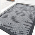 OLANLY Front Door Mat Outside Entrance 35x23, Absorbent, Heavy Duty Sturdy Natural Rubber Doormat Indoor Outdoor, Stain Fade Resistant, Non-Slip Low Profile Floor Mat Entryway, Charcoal Gray Diamond