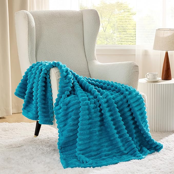 Bedsure GentleSoft Teal Fleece Blanket for Couch - Cozy Soft Blankets for Women, Cute Small Throws for Girls, 50x60 Inches