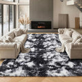 ONASAR 8x10 Area Rugs for Living Room, Black and White Large Fluffy Bedroom Rug, Soft Plush Thick Shaggy Big Floor Carpet for Kids Boy Girls Teen Dorm Nursery Indoor Home Decor Aesthetic