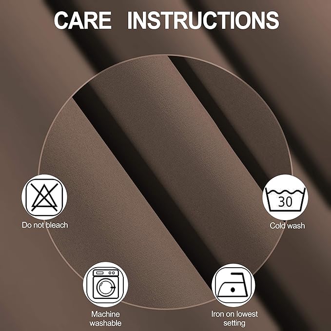 LEMOMO Chocolate Brown Thermal Blackout Curtains/52 x 54 Inch/Set of 2 Panels Room Darkening Curtains for Bedroom