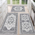 HEBE Boho Kitchen Rug Sets 3 Piece with Runner Non Slip Kitchen Rugs and Mats Washable Kitchen Mats for Floor Thick Kitchen Floor Mat Carpet Runner Rugs for Hallway Laundry Holiday Decor