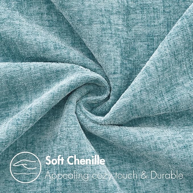 MIULEE Pack of 2 Smoke Blue Throw Pillow Covers 16x16 Inch Soft Chenille Pillow Covers for Sofa Living Room Couch Solid Dyed Cases