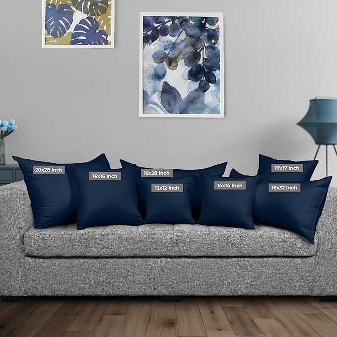 Utopia Bedding 16x16 Pillow Inserts, Set of 2, Navy – Indoor Decorative Throw Pillows for Bed, Sofa & Couch – Soft, Supportive & Fluffy Cushion Inserts