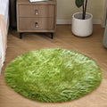 Goolela Lime Green Round Fluffy Rug for Bedroom 3ft Circle Faux Fur Sheepskin Soft Bedside Furry Shag Playroom Small Decor Washable