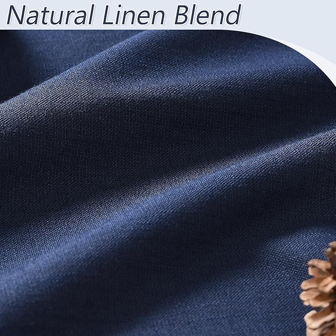 Guken Navy Blue 100% Blackout Curtains 96 Inch Length 2 Panels Set for Living Room Bedroom Back Tab Thermal Insulated Black Out Linen Drapes Room Darkening Window Curtains 96 Inches Long