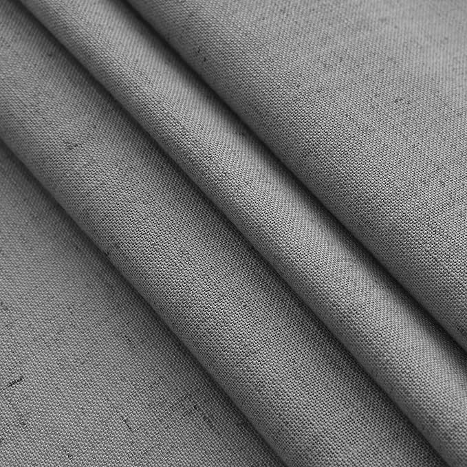 Nanspring Dark Gery Linen Curtains 63 Inches Length for Living Room Back Tab Pocket Light Filtering Semi Sheer 2 Panels Set Drapes Neutral Farmhouse Cotton Linen Textured Window Curtain 52X63 Inch