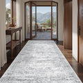4x8 Rug for Bedroom,Wide Runner Rug for Hallway, Non Slip Washable Runner Rug for Living Room, Low Pile Soft Entryway Kitchen Rug, Modern Home Decor Mat for Dining Room(4'x8', Grey/Ivory)