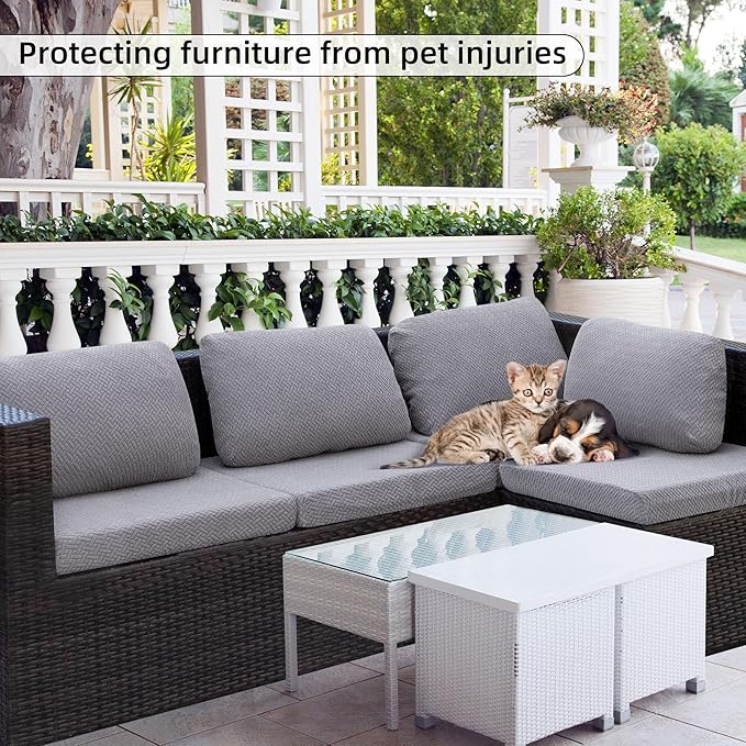 Outdoor Cushion Covers Set,8PCS Patio Furniture Couch Seat Slipcovers, Replacement for Sofa Sectional Chair(Cover，Only)