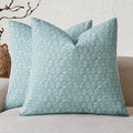 Foindtower Set of 2 Decorative Neutral Floral Print Throw Pillow Covers Vintage Accent Farmhouse Cushion Covers Boho Home Decor for Sofa Chair Couch Bedroom Living Room Outdoor,18×18 Inch,Sky Blue