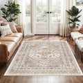 4x6 Area Rugs for Living Room, Non-Slip Backing Small Kids Rugs for Bedroom, Vintage Floral Rug Home Decor, Low Pile Soft Washable Rug for Kitchen, Dining Room (Orange,4'x6')