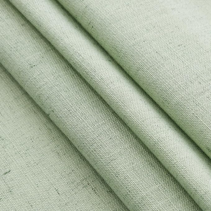 Mist Sage Linen Curtains 63 Inches Long 2 Panel Sets for Living Room Bedroom Rod Pocket Back Tab Light Filtering Drape for Kitchen Window Short Protect Privacy Curtain Modern Farmhouse Decor 52x63