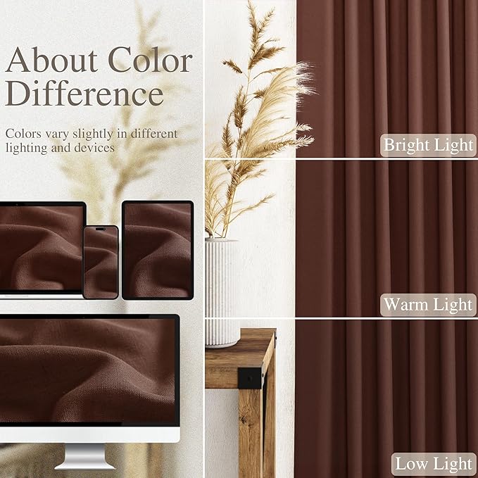 Extra Long Rustic Brown Linen Curtains 120 Inch for Living Room 2 Panels Set Rod Pocket Back Tab Light Filtering Semi Sheer Linen Window Drapes Privacy High Ceiling Drapes for Farmhouse 52x120