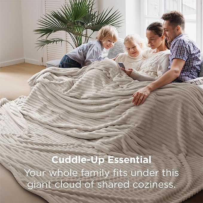 Bedsure GentleSoft Large Fleece Blanket for Bed - Cozy Soft Throw Blankets for Women, Cute Large Throws for Girls, Beige, 120x120 Inches