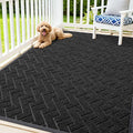 OLANLY Front Door Mat Indoor Outdoor Entrance, Waterproof All-Season, All-Weather Doormat, Sturdy Natural Rubber, Low Profile, Easy Clean Patio Porch Entryway Mat, Herringbone Brick (Black, 71x47)