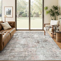 6x9 Abstract Area Rugs for Living Room 6 x 9 Washable Grey Pink Non Slip Low Pile Rugs for Bedroom Dining Room Foldable Thin