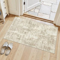 2x3 Washable Rugs for Kitchen, Floor, Entryway, Powder Room Small Area Rug Non-Slip Vintage Low Pile Throw Door Mat Beige/Gray