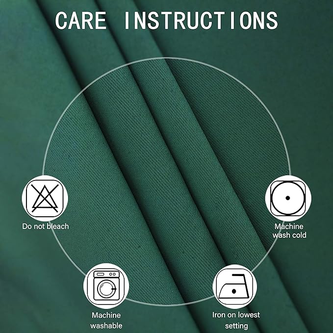 LEMOMO Blackout Curtains 66 x 95 inch/Dark Green Curtains Set of 2 Panels/Thermal Insulated Room Darkening Bedroom Curtains