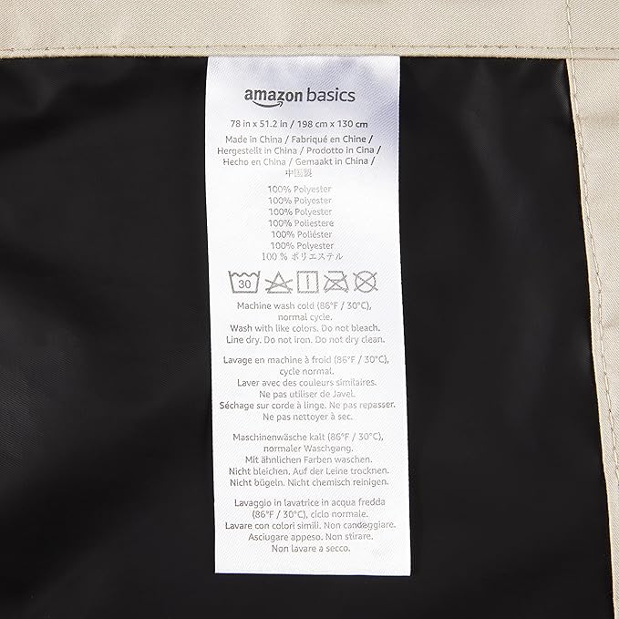 Amazon Basics Portable Blackout Curtain Shade with Suction Cups, Noise Reducing, Energy Saving, 100% Polyester, 50"W x 78"L, Beige, 1-Pack