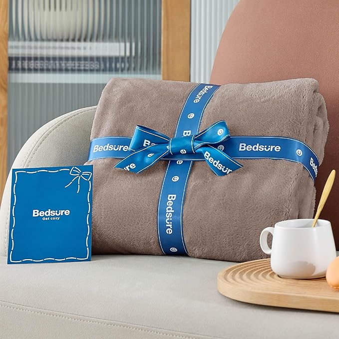 Bedsure GentleSoft Fleece Throw XL Blanket Mocha Brown - 300GSM Soft Lightweight Plush Cozy Blankets for Bed, Sofa, Couch, Travel, Camping, 50x70 inches