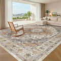 Madane Washable Rug 8x10 Area Rugs for Living Room, Ultra-Thin Non-Slip Backing Rug, Stain Resistant Vintage Large Area Rug for Bedroom (Turmeric/Grey, 8'x10')