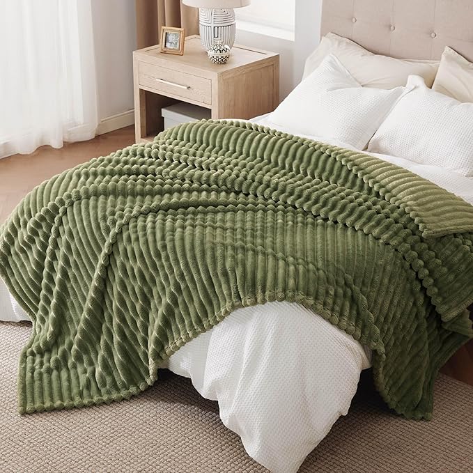Bedsure GentleSoft Moss Fleece Queen Blanket for Couch - Cozy Soft Blankets for Women, Cute Small Throws for Girls, 90x90 Inches