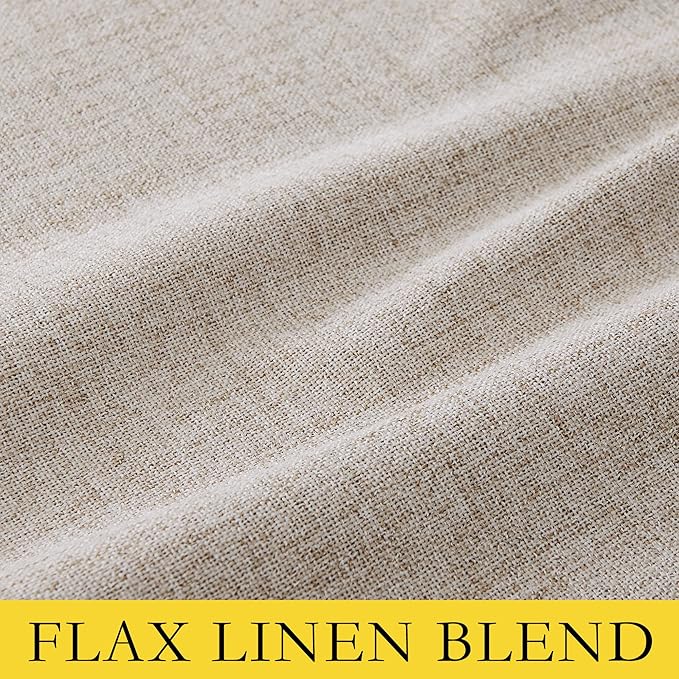 NICETOWN Oatmeal Vintage Open Linen Weave Flax Thermal Curtains, 100% Blackout Curtains 90" Long for Dining Room, Soundproof Window Treatment Drapes for Hall Room, 42" Wide Per Panel, Set of 2