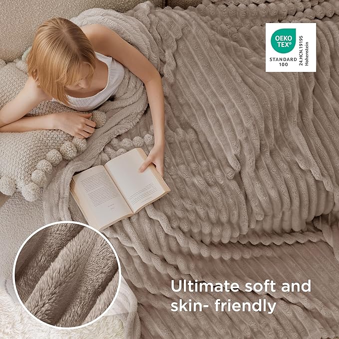 Bedsure GentleSoft Light Brown Fleece Blanket for Couch - Cozy Soft Blankets for Women, Cute Small Throws for Girls, 90x90 Inches