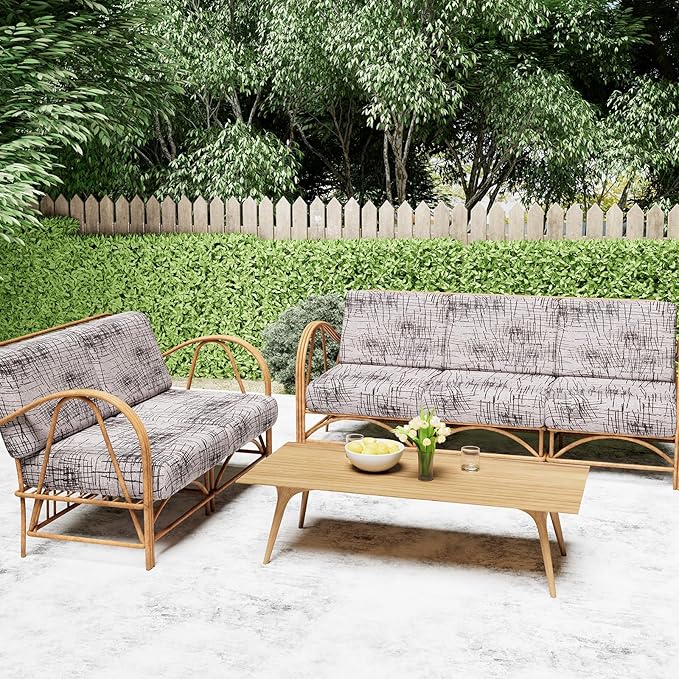 Smiry Printed Couch Cushion Covers, Stretch Soft Couch Covers for Sofa, Washable Non-Slip Sofa Slipcover Furniture Protector for Indoor and Outdoor (1 Pack, Brown and White)
