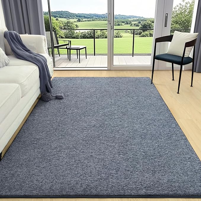 AROGAN Washable 5×7 Living Room Rug, Modern Area Rugs with Soft Memory Foam for Bedroom, Minimalist Non-Slip Indoor Floor Carpet for Dining Room Office Kids Playroom Decor, Navy Blue