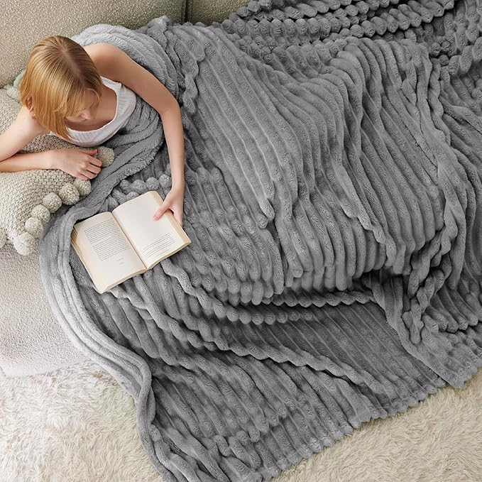 Bedsure GentleSoft Frost Gray Full Blanket for Bed - Cozy Soft Blankets for Women, Cute Large Throws for Girls, 84x90 Inches