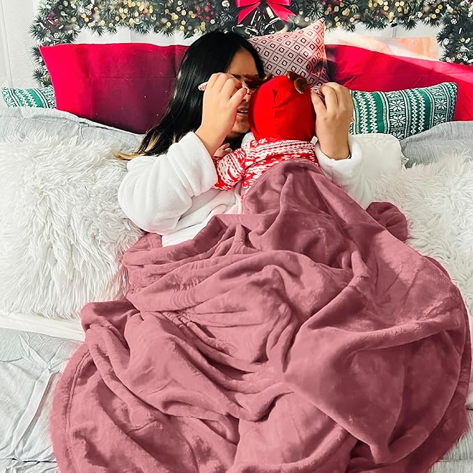 Bedsure GentleSoft Fleece Throw Blanket for Couch Dusty Rose - Lightweight Plush Fuzzy Cozy Soft Blankets and Throws for Sofa, 50x60 inches