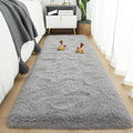 Tepook Soft Runner Rugs for Bedroom 2x6 ft with Rubber Backing, Grey Fluffy Rugs for Living Room, Shag Bedside Rug Fuzzy Plush Carpet for Room, Area Rug for Dorm Nursery Hallway Indoor Home Decor