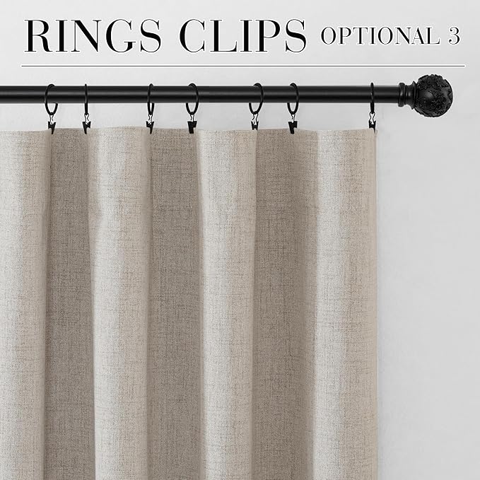 RYB HOME Natural Beige 100% Blackout Curtains 63 inch Long, Light Blacking & Thermal Insulated Curtains for Nursery/Bedroom/Kids'Room, Back Tab & Rod Pocket Window Treatment, W52 x L63, 2 Panels