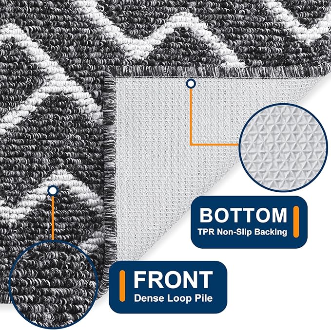 OLANLY Front Door Mat, Non-Slip Rubber Backing, Dirt Resistant and Absorbent, Washable, Easy to Clean Low-Profile Indoor Doormat for Back Door, Entryway, Inside Entrance, 71x47, Black