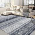 Nakagishi Area Rugs 9x12 Living Room Rug: Washable Boho Large Neutral Modern Soft Stain Resistant Indoor Floor Non-Slip Moroccan Accent Carpet for Bedroom Nursery Kid Playroom Office Dining Room- Blue