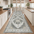 Madane Hallway Rug 3x10, Kitchen Rugs Washable Entryway Rug Vintage Kitchen Runners Non Slip Indoor Area Rug Farmhouse Carpet Runner for Bathroom Living Room Bedroom, Black