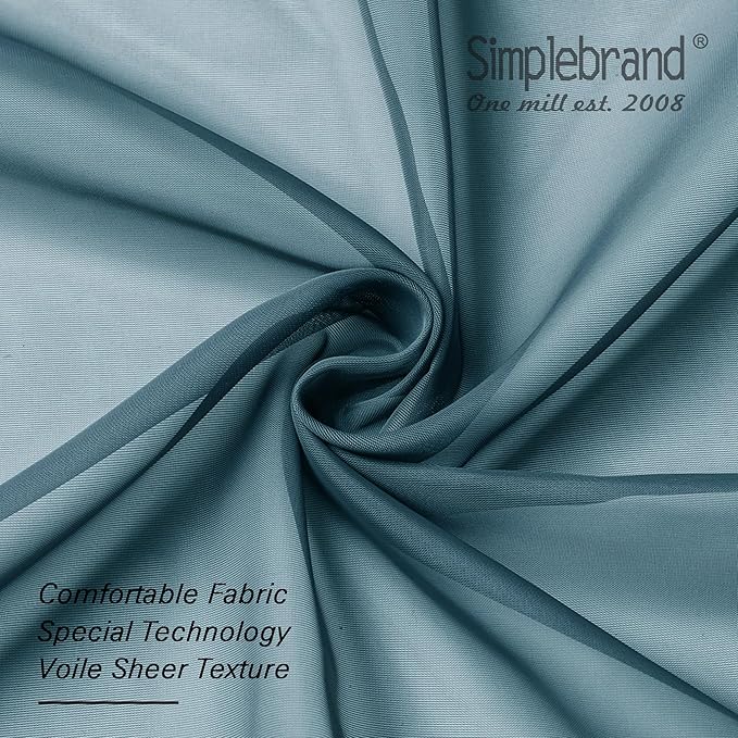 Simplebrand Dusty Blue Short Sheer Kitchen Curtains 36 Inch Length Tier Rod Pocket Cafe Drapes Half Window for Bathroom Small Windows 42 x 36 Inch, 2 Panels