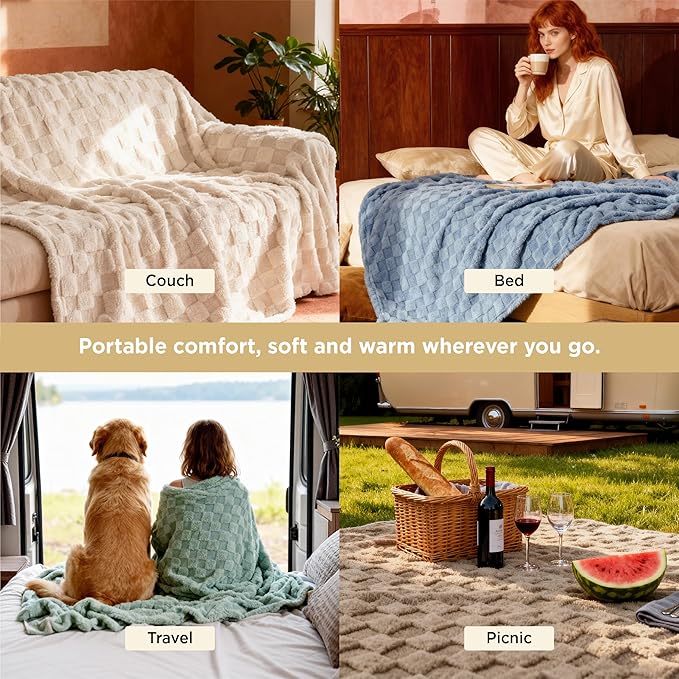 Bedsure GentleSoft Blankets Queen Size for Bed - Super Soft Cozy Blanket for Kids Girls, Large Fuzzy Fleece Spring Throw for Bedroom Decor, Sage Green, 90x90 Inches