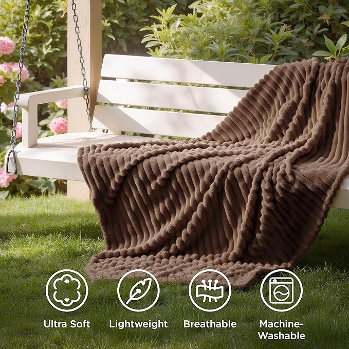 Bedsure GentleSoft Brown Fleece Blanket for Couch - Cozy Soft Blankets for Women, Cute Small Throws for Girls, 50x60 Inches