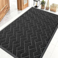 OLANLY Front Door Mat Indoor Outdoor Entrance, Waterproof All-Season, All-Weather Doormat, Sturdy Natural Rubber, Low Profile, Easy Clean Patio Porch Entryway Mat, Herringbone Brick (Black, 47x32)