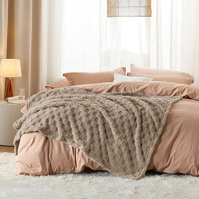 Bedsure GentleSoft Twin Blanket for Bed Light Brown - Super Soft Cozy Blankets for Kids Girls, Cute Fuzzy Fleece Throws for Bedroom Couch, 60x80 Inches