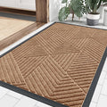 Smiry Front Door Mat Outside Entrance, Heavy Duty Sturdy Natural Rubber Doormat, Trap Dirt and Moisture, Easy Clean Low Profile Mats for Indoor Outdoor Entry, Irregular Triangle (71x34, Coffee)