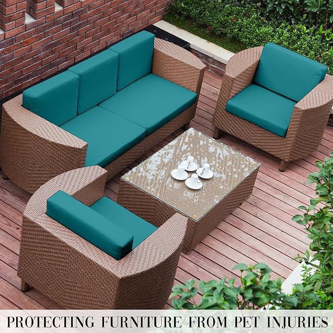 Outdoor Cushion Covers Set,8PCS Patio Furniture Couch Seat Slipcovers, Replacement for Sofa Sectional Chair(Cover，Only)